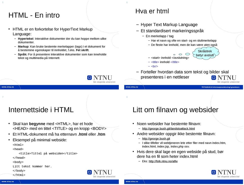 Språk: For å presentere interaktive dokumenter som kan inneholde tekst og multimedia på Internett.