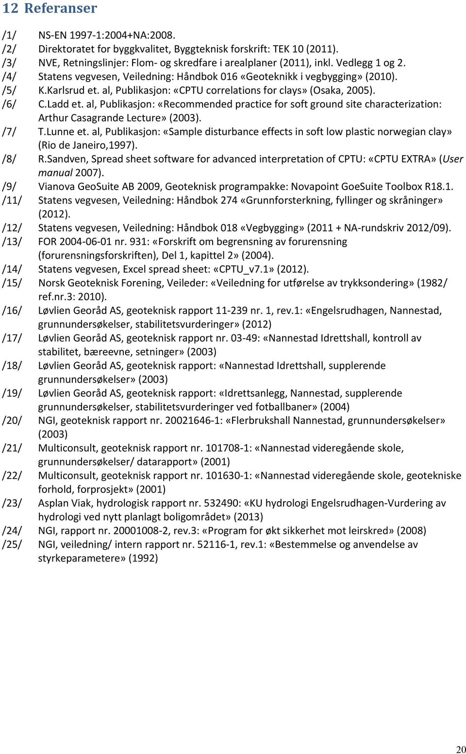 al, Publikasjon: «Recommended practice for soft ground site characterization: Arthur Casagrande Lecture» (2003). /7/ T.Lunne et.