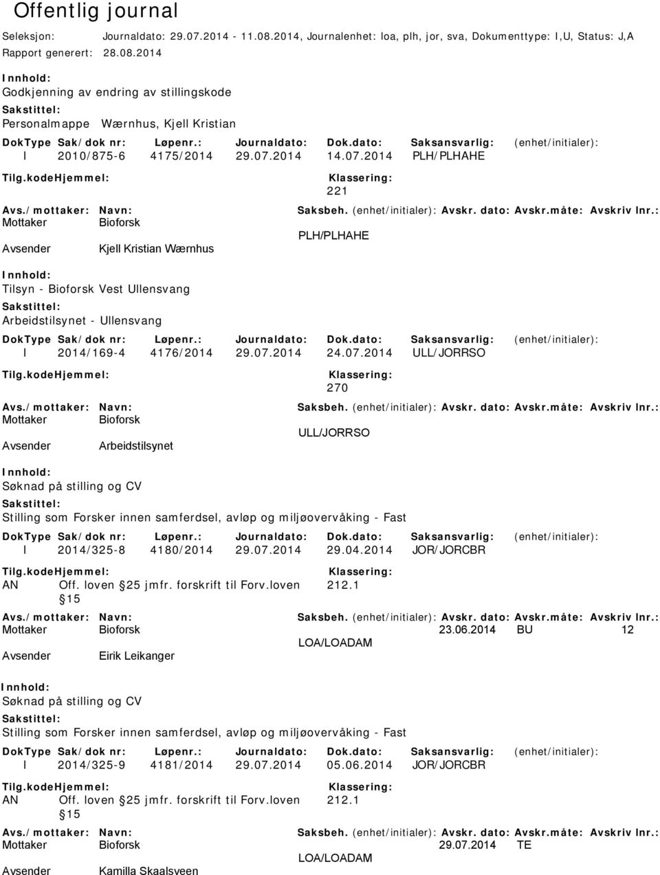 07.2014 29.04.2014 JOR/JORCBR AN Off. loven 25 jmfr. forskrift til Forv.loven 212.1 15 23.06.