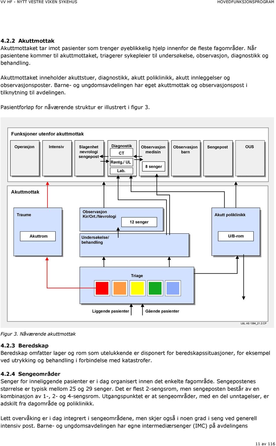 Akuttmottaket inneholder akuttstuer, diagnostikk, akutt poliklinikk, akutt innleggelser og observasjonsposter.