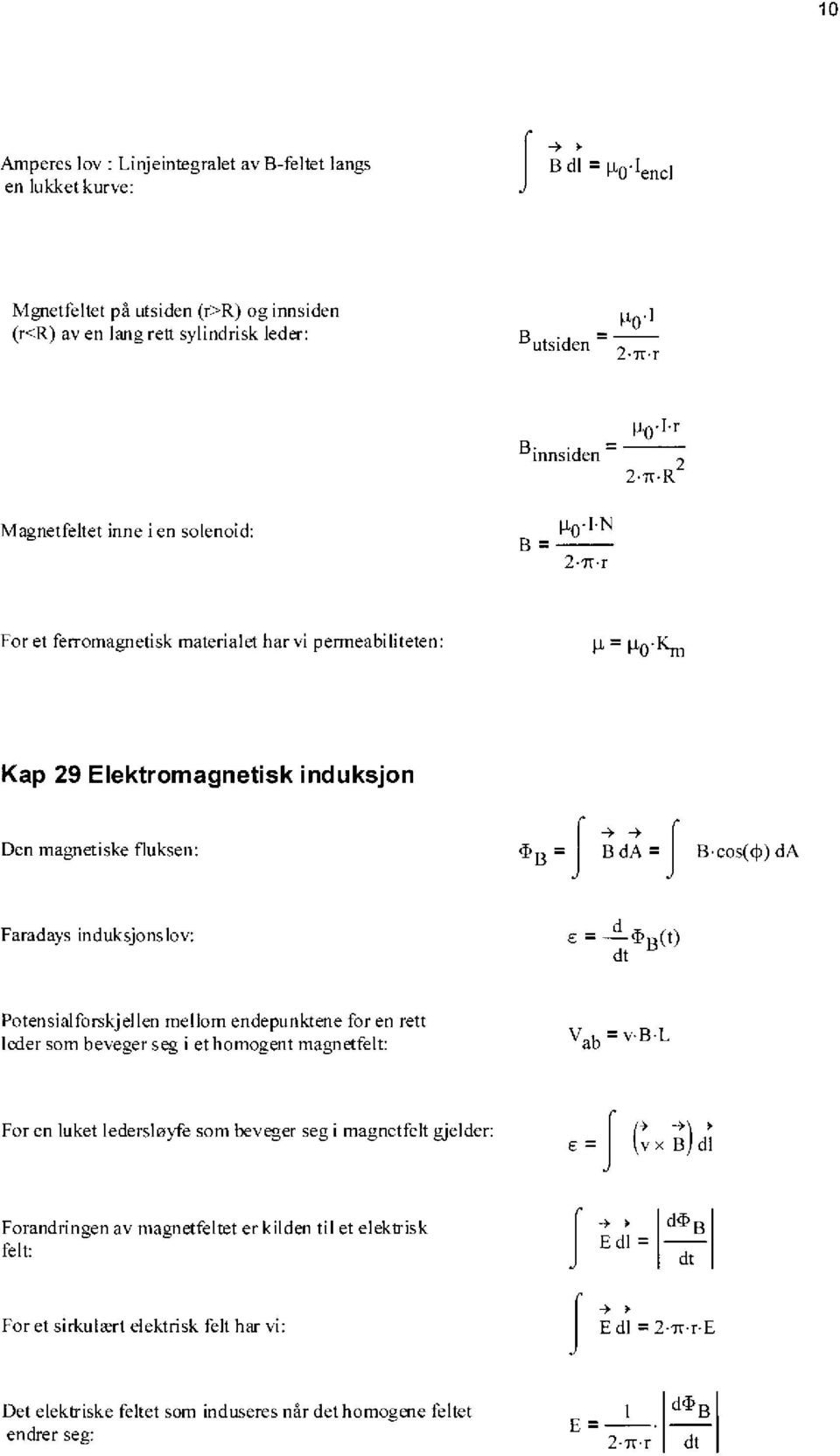 r For et ferromagnetisk materialet har vi permeabiliteten: = Po'lcm Kap 9 Elektromagnetisk induksjon Den mapetiske fluksen: -> -> tfib B da = B cos(cp) da Faradays induksjonslov: E = d cl,b(t) dt