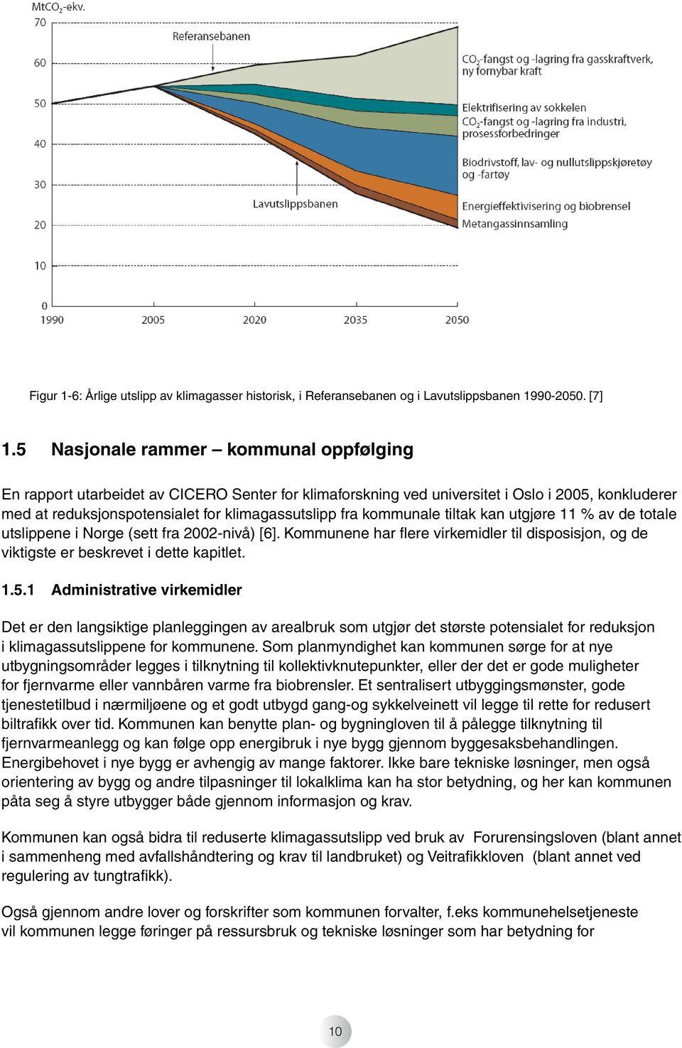 kommunale tiltak kan utgjøre 11 % av de totale utslippene i Norge (sett fra 2002-nivå) [6]. Kommunene har fl ere virkemidler til disposisjon, og de viktigste er beskrevet i dette kapitlet. 1.5.