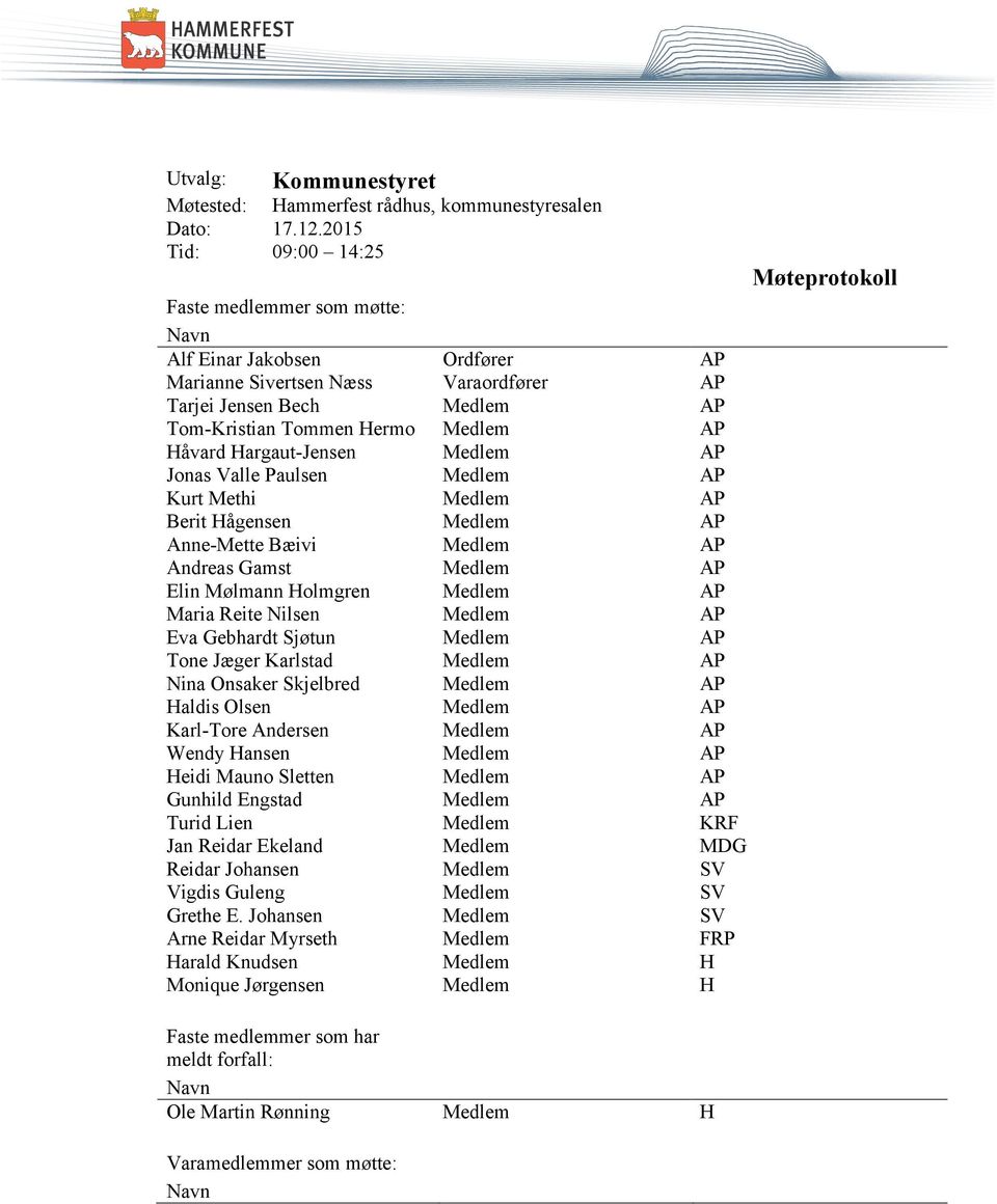 Hargaut-Jensen Medlem AP Jonas Valle Paulsen Medlem AP Kurt Methi Medlem AP Berit Hågensen Medlem AP Anne-Mette Bæivi Medlem AP Andreas Gamst Medlem AP Elin Mølmann Holmgren Medlem AP Maria Reite