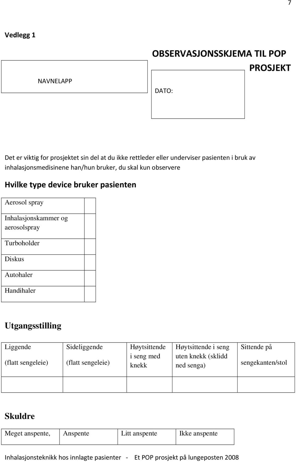 Inhalasjonskammer og aerosolspray Turboholder Diskus Autohaler Handihaler Utgangsstilling Liggende (flatt sengeleie) Sideliggende (flatt