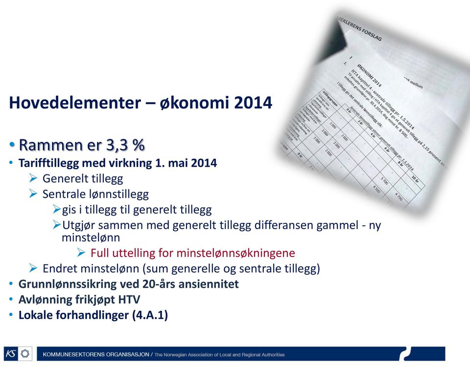 generelt tillegg differansen gammel - ny minstelønn Full uttelling for minstelønnsøkningene Endret