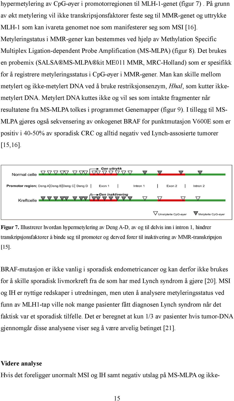 Metyleringstatus i MMR-gener kan bestemmes ved hjelp av Methylation Specific Multiplex Ligation-dependent Probe Amplification (MS-MLPA) (figur 8).