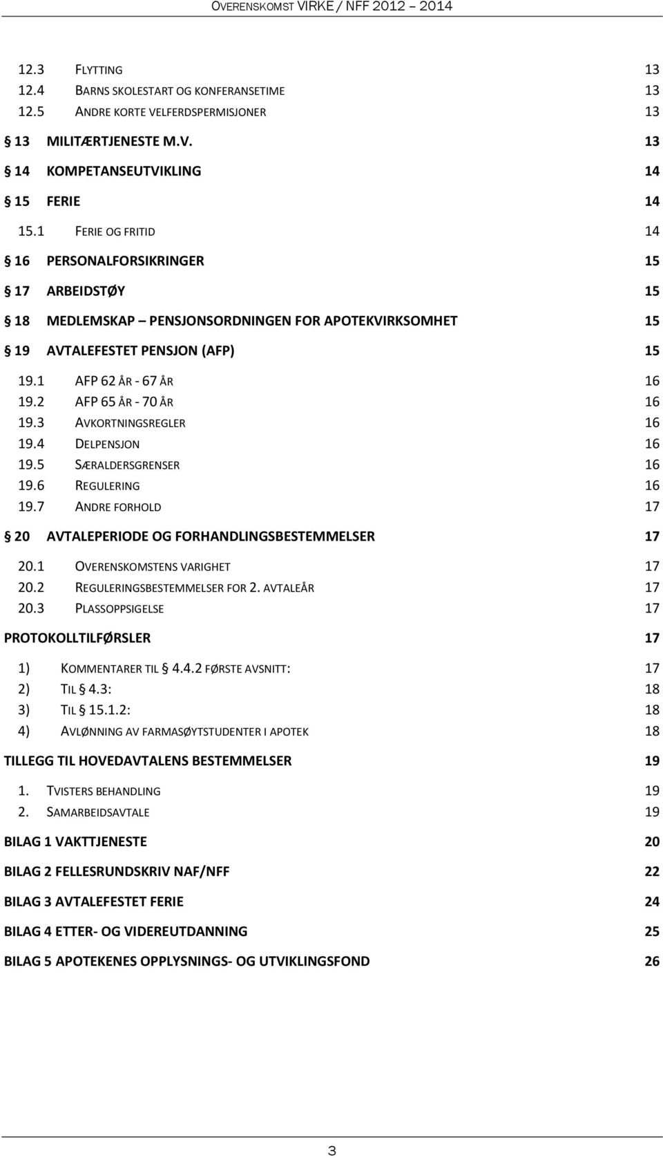 2 AFP 65 ÅR - 70 ÅR 16 19.3 AVKORTNINGSREGLER 16 19.4 DELPENSJON 16 19.5 SÆRALDERSGRENSER 16 19.6 REGULERING 16 19.7 ANDRE FORHOLD 17 20 AVTALEPERIODE OG FORHANDLINGSBESTEMMELSER 17 20.