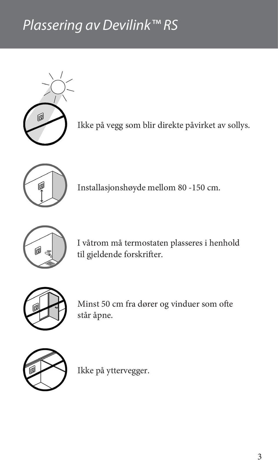 I våtrom må termostaten plasseres i henhold til gjeldende