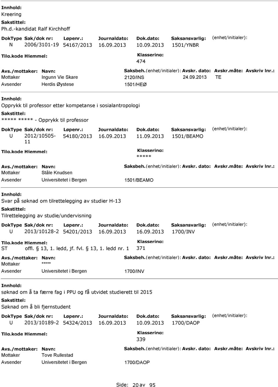 2013 TE Herdis Øystese 1501/HEØ Opprykk til professor etter kompetanse i sosialantropologi - Opprykk til professor Sak/dok nr: 2012/10505-11 Løpenr.: 54180/2013 11.09.