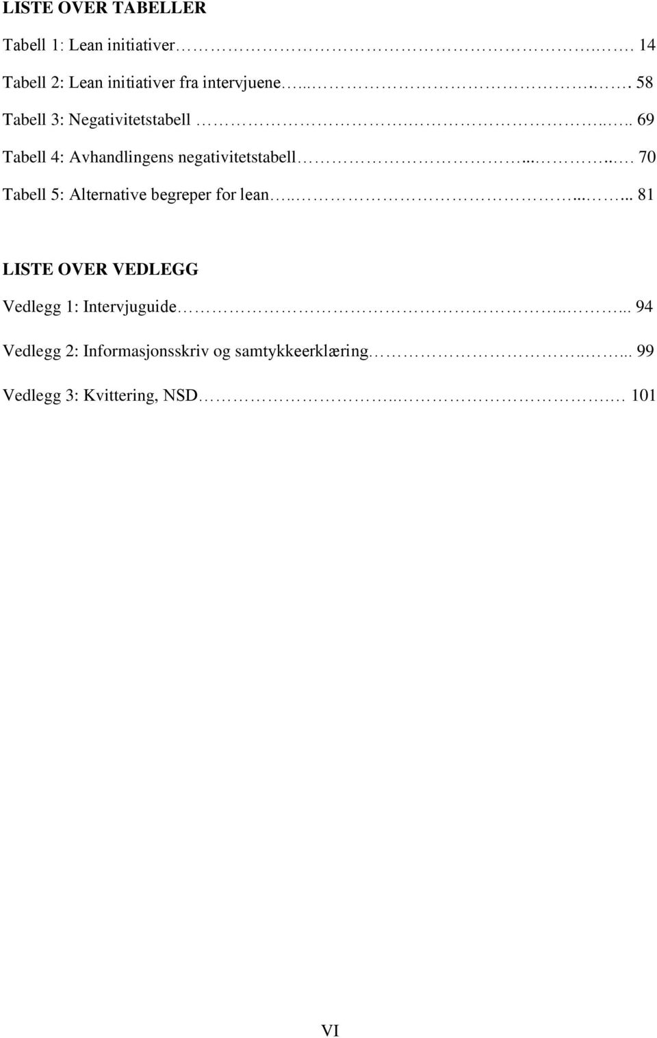 ..... 70 Tabell 5: Alternative begreper for lean........ 81 LISTE OVER VEDLEGG Vedlegg 1: Intervjuguide.