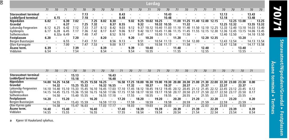 32 - - - 12.25 12.32-13.55 13.32 Laksevåg-Fergeveien 6.12 6.25 6.42 7.12 7.33 7.37 8.12 8.42 9.3 9.12 9.37 1.12 1.4 11.3 11.1 11.4 11.5 12.1 12.25 12.33 12.4 13.1 14.3 13.4 6.17 6.28 6.45 7.17 7.36 7.