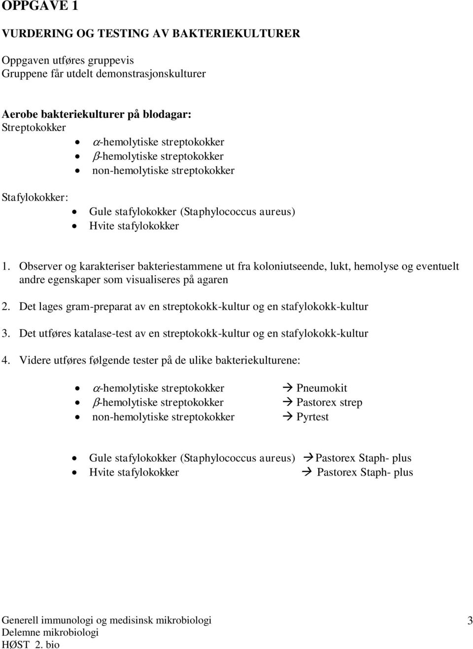 Observer og karakteriser bakteriestammene ut fra koloniutseende, lukt, hemolyse og eventuelt andre egenskaper som visualiseres på agaren 2.