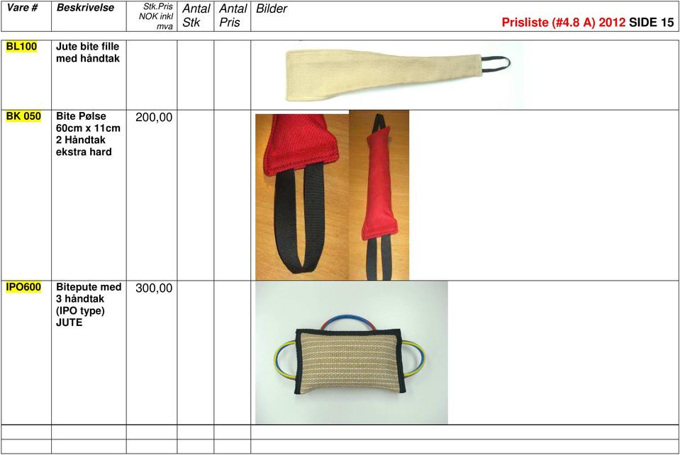 håndtak BK 050 Bite Pølse 60cm x 11cm 2 Håndtak