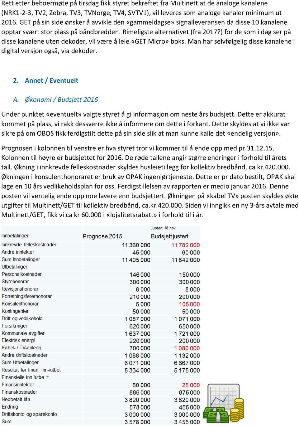 ) for de som i dag ser på disse kanalene uten dekoder, vil være å leie «GET Micro» boks. Man har selvfølgelig disse kanalene i digital versjon også, via dekoder. 2. Annet / Eventuelt A.