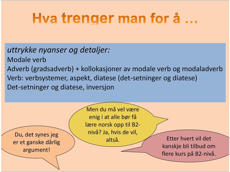 inversjon Du, det synes jeg er et ganske dårlig argument!