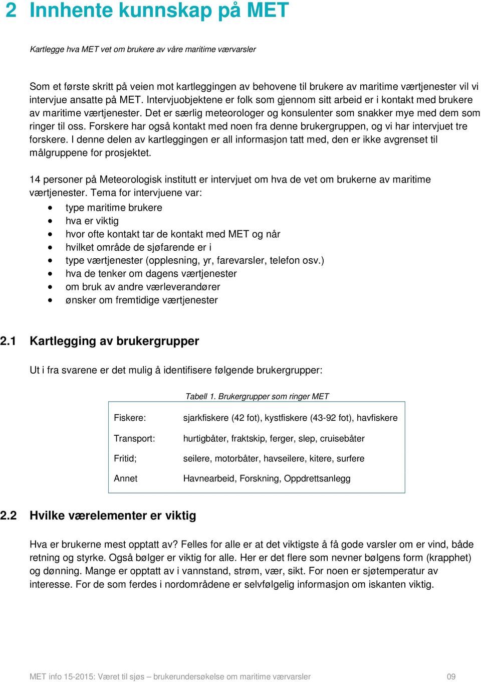 Det er særlig meteorologer og konsulenter som snakker mye med dem som ringer til oss. Forskere har også kontakt med noen fra denne brukergruppen, og vi har intervjuet tre forskere.