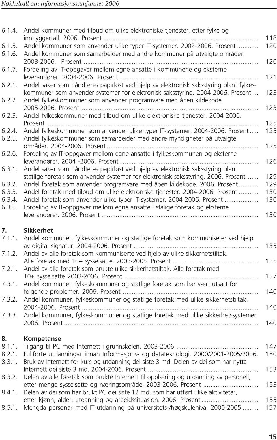 2004-2006.... 123 6.2.2. Andel fylkeskommuner som anvender programvare med åpen kildekode. 2005-2006.... 123 6.2.3. Andel fylkeskommuner med tilbud om ulike elektroniske tjenester. 2004-2006.... 125 6.