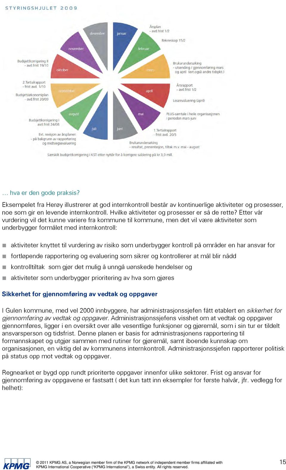 Etter vår vurdering vil det kunne variere fra kommune til kommune, men det vil være aktiviteter som underbygger formålet med internkontroll: aktiviteter knyttet til vurdering av risiko som