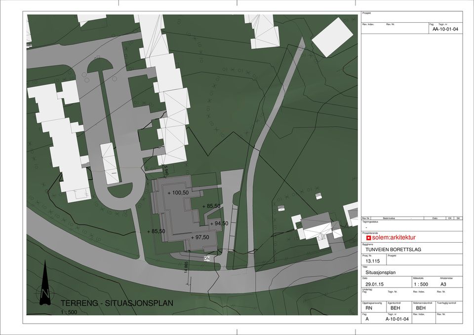 865 Prosj. Nr. Prosjekt Tittel 13.115 Situasjonsplan Dato Målestokk Arkstørrelse 29.01.15 Underlag: A3 Tegn.