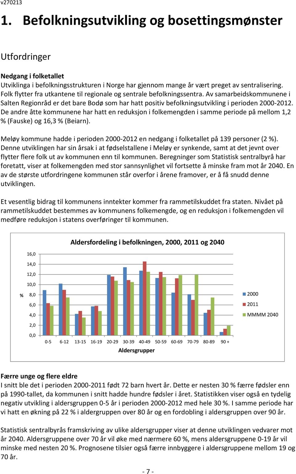 De andre åtte kommunene har hatt en reduksjon i folkemengden i samme periode på mellom 1,2 % (Fauske) og 16,3 % (Beiarn).