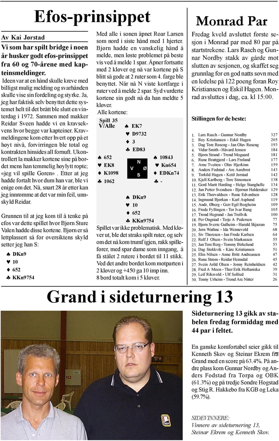 Ja, jeg har faktisk selv benyttet dette systemet helt til det brått ble slutt en vinterdag i 1972. Sammen med makker Reidar Sveen hadde vi en kravsekvens hvor begge var kapteiner.