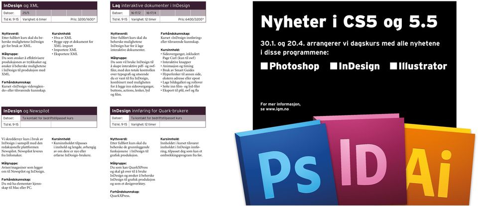 InDesign og Newspilot Datoer: Tid kl.