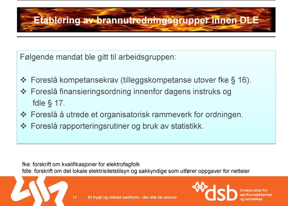 Foreslå å utrede et organisatorisk rammeverk for ordningen. Foreslå rapporteringsrutiner og bruk av statistikk.