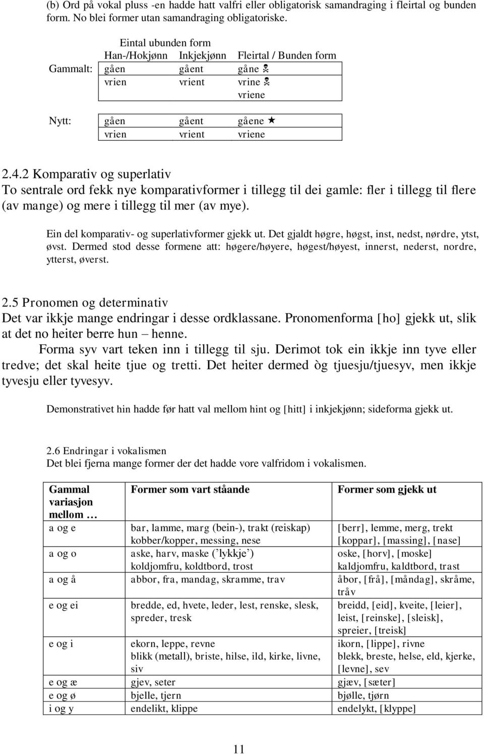 2 Komparativ og superlativ To sentrale ord fekk nye komparativformer i tillegg til dei gamle: fler i tillegg til flere (av mange) og mere i tillegg til mer (av mye).