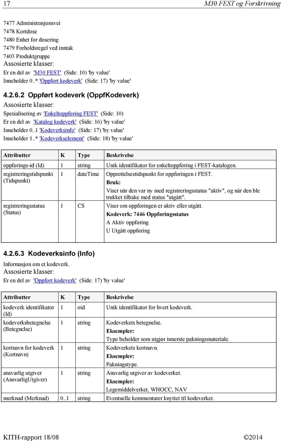 2 Oppført kodeverk (OppfKodeverk) Spesialisering av 'Enkeltoppføring FEST' (Side: 10) Er en del av 'Katalog kodeverk' (Side: 16) 'by value' Inneholder 0.