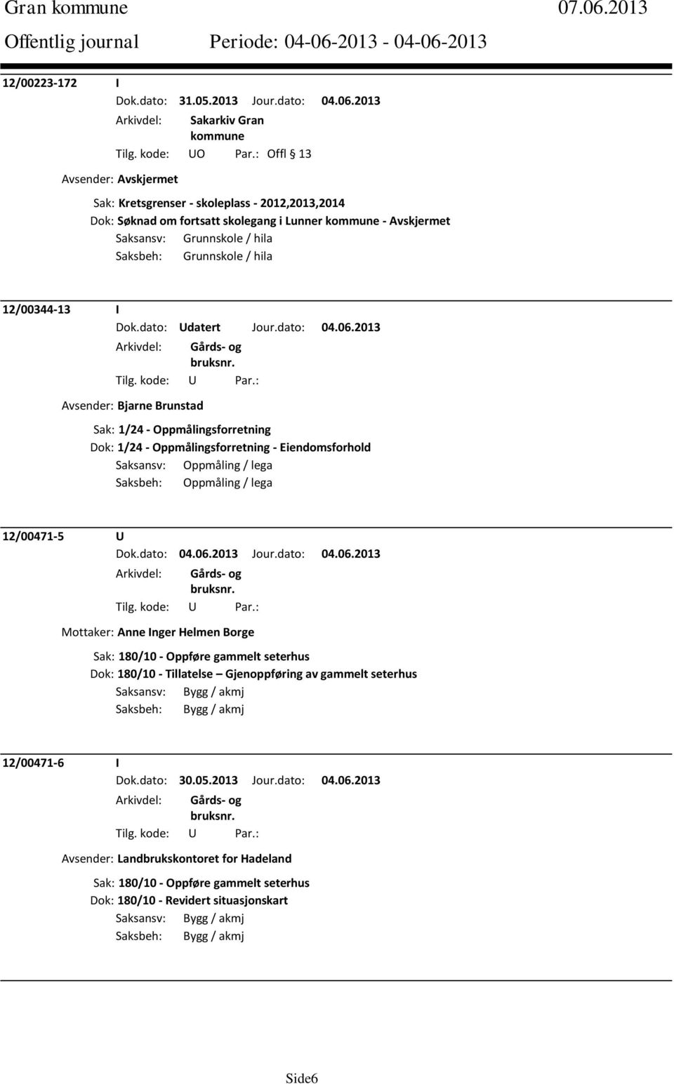 hila 12/00344-13 I Dok.dato: Udatert Jour.dato: 04.06.