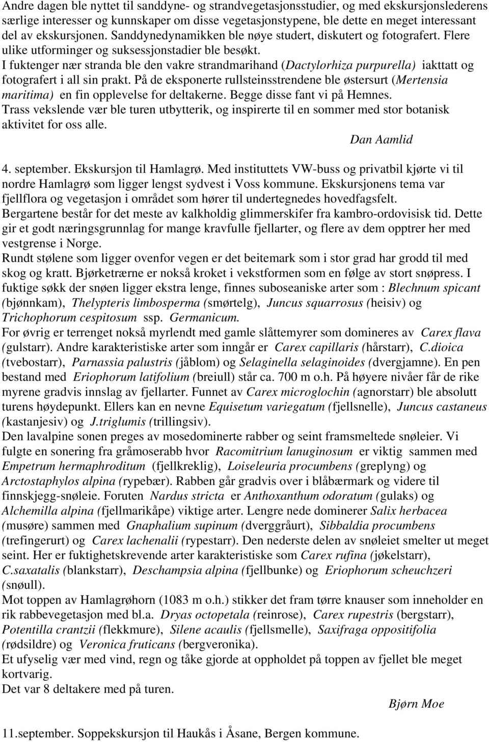 I fuktenger nær stranda ble den vakre strandmarihand (Dactylorhiza purpurella) iakttatt og fotografert i all sin prakt.