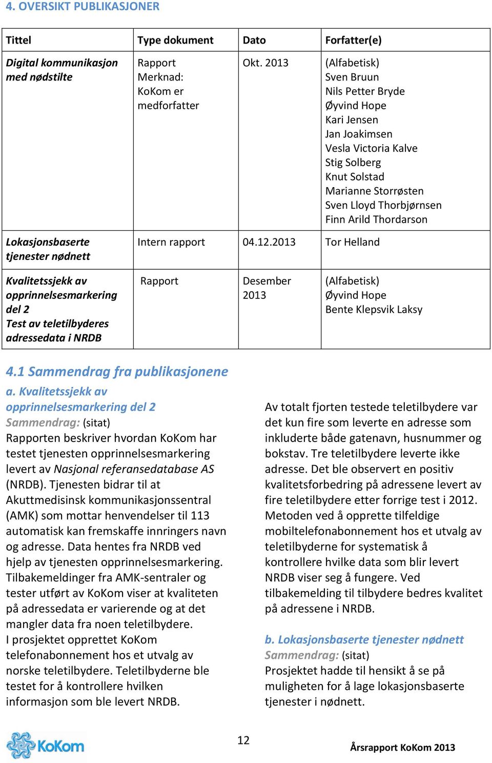 Lokasjonsbaserte tjenester nødnett Intern rapport 04.12.