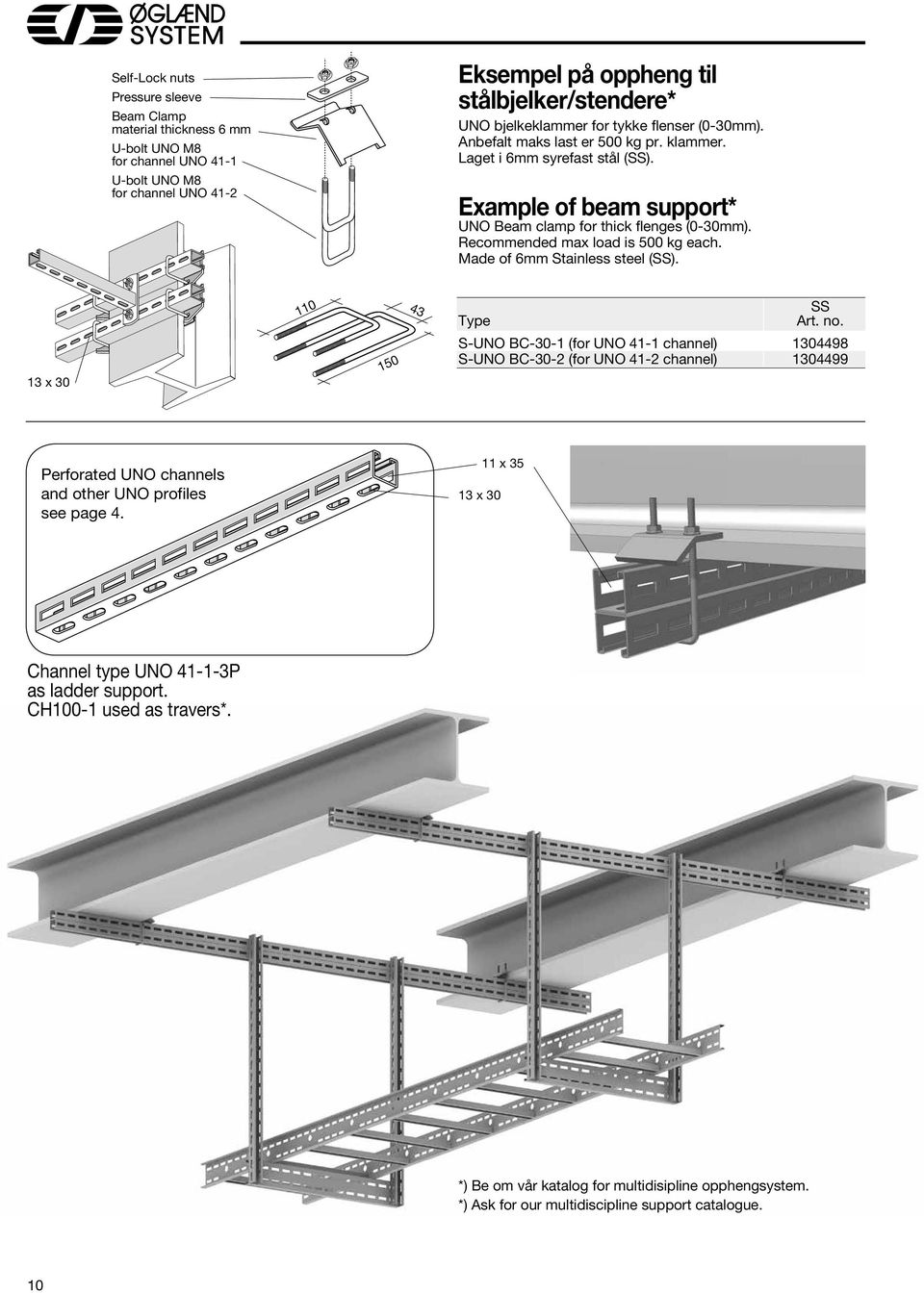 Recommended max load is 500 kg each. Made of mm Stainless steel (SS). 13 x 110 150 43 SS Type Art. no.