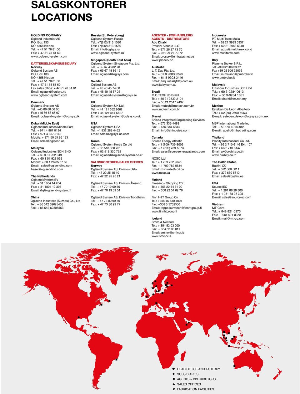 oglaend-system.com Denmark Øglænd System AS Tel.: +45 8 88 Fax: +45 8 88 7 Email: oglaend-system@oglsys.dk Dubai (Middle East) Oglaend Industries Middle East Tel.