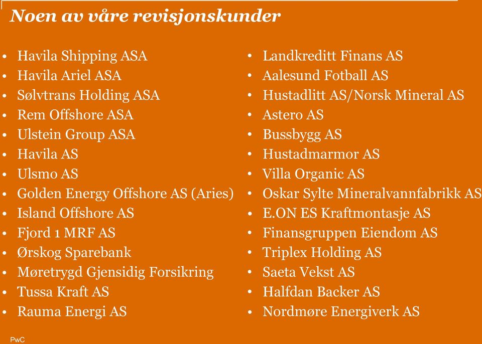 AS Landkreditt Finans AS Aalesund Fotball AS Hustadlitt AS/Norsk Mineral AS Astero AS Bussbygg AS Hustadmarmor AS Villa Organic AS Oskar Sylte