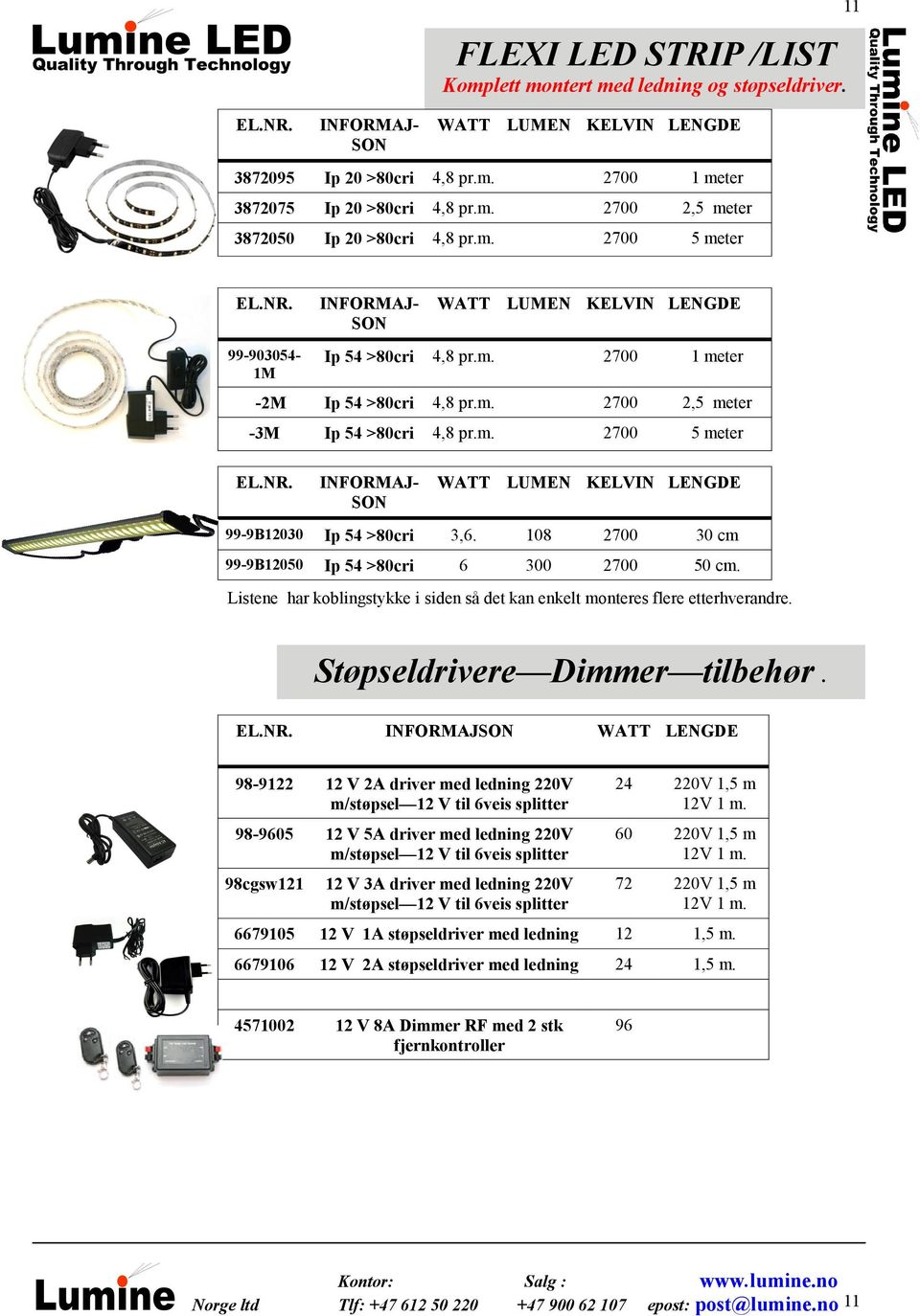 108 2700 30 cm 99-9B12050 Ip 54 >80cri 6 300 2700 50 cm. Listene har koblingstykke i siden så det kan enkelt monteres flere etterhverandre. Støpseldrivere Dier tilbehør.