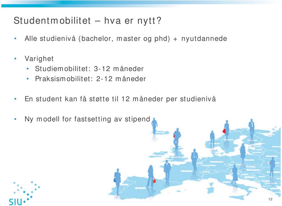 Varighet Studiemobilitet: 3-12 måneder Praksismobilitet: 2-12