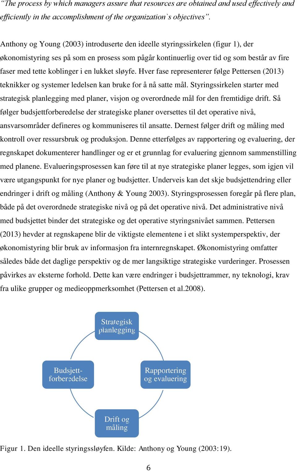 en lukket sløyfe. Hver fase representerer følge Pettersen (2013) teknikker og systemer ledelsen kan bruke for å nå satte mål.