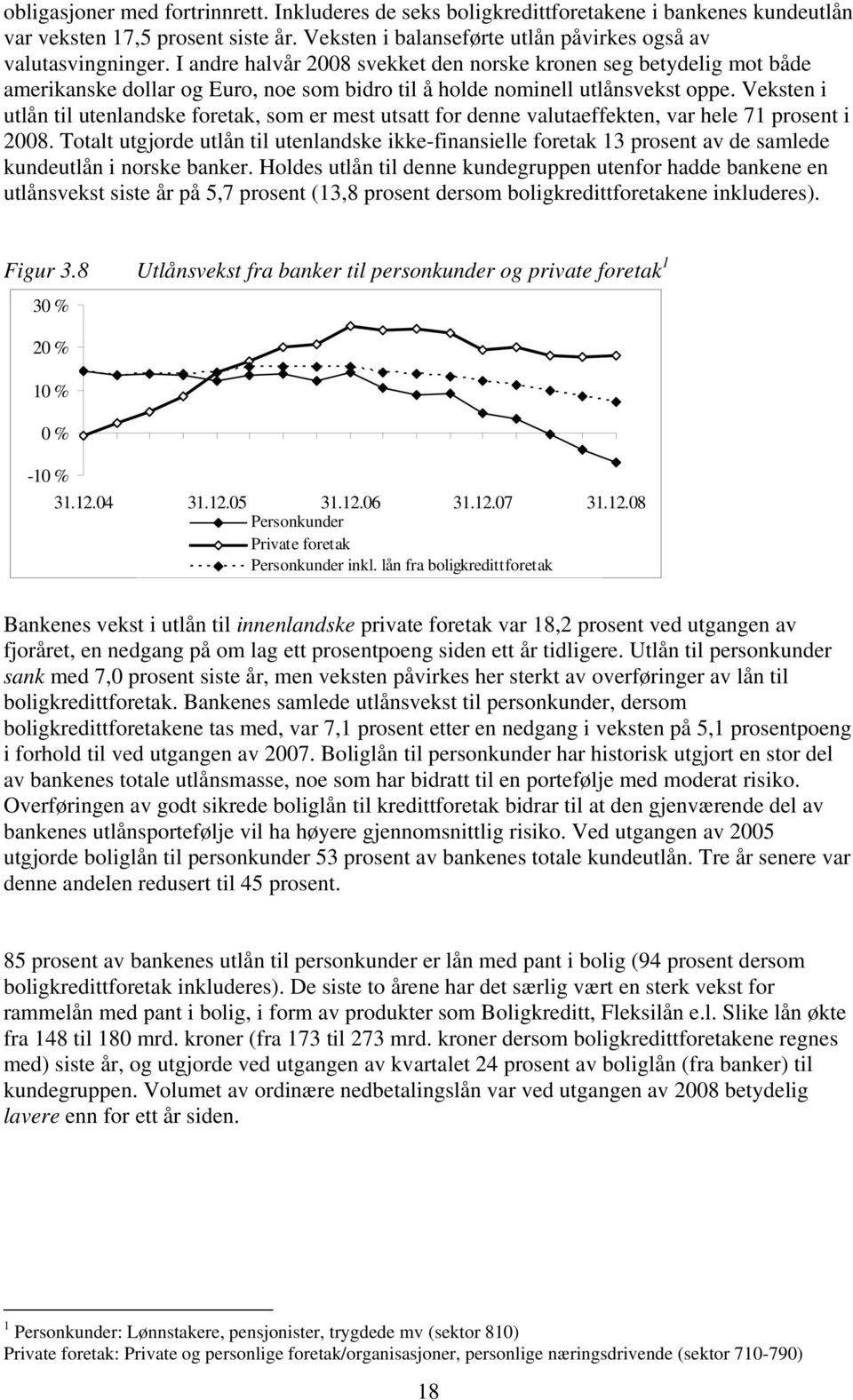 Veksten i utlån til utenlandske foretak, som er mest utsatt for denne valutaeffekten, var hele 71 prosent i 2008.