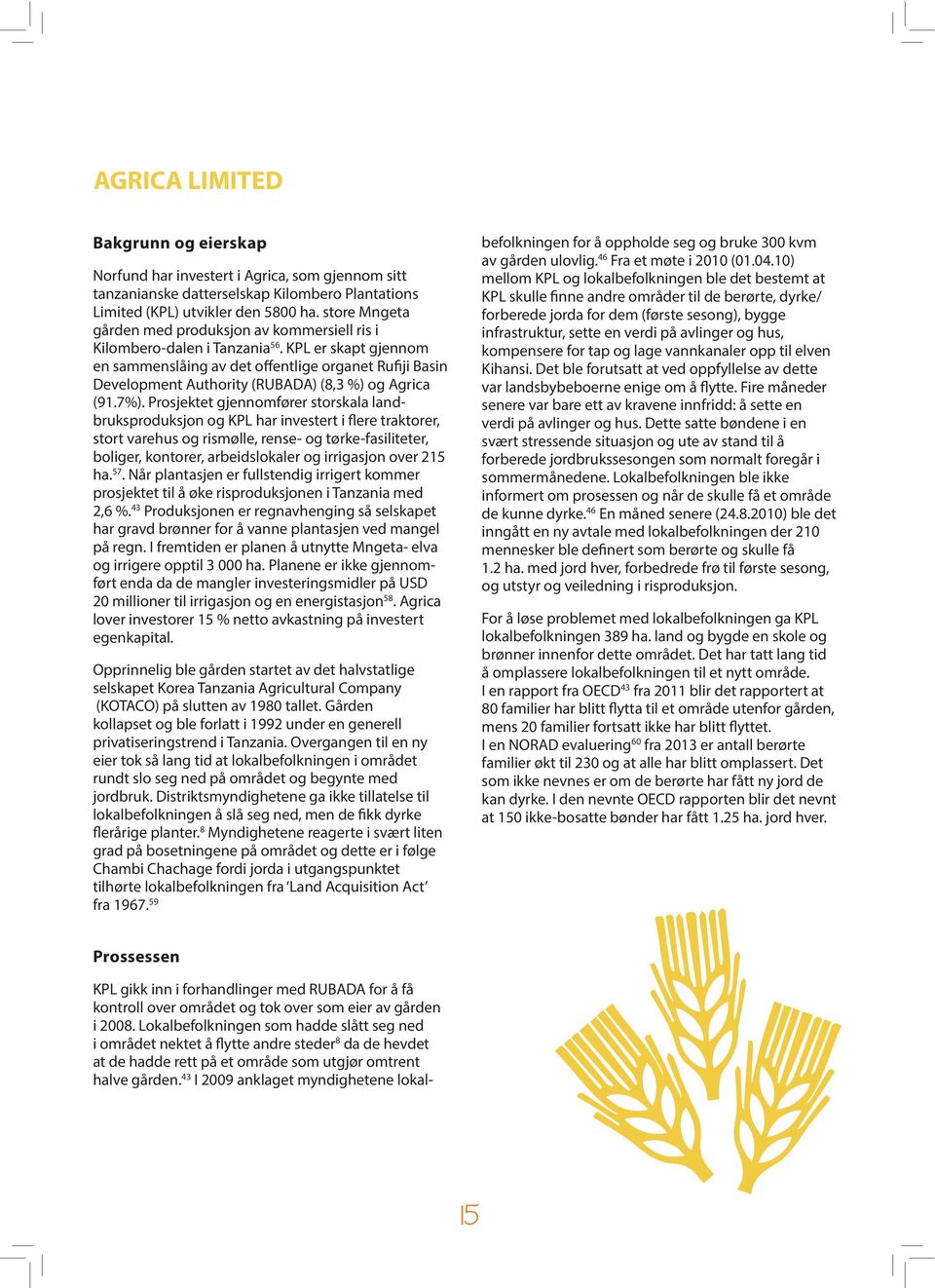 KPL er skapt gjennom en sammenslåing av det offentlige organet Rufiji Basin Development Authority (RUBADA) (8,3 %) og Agrica (91.7%).