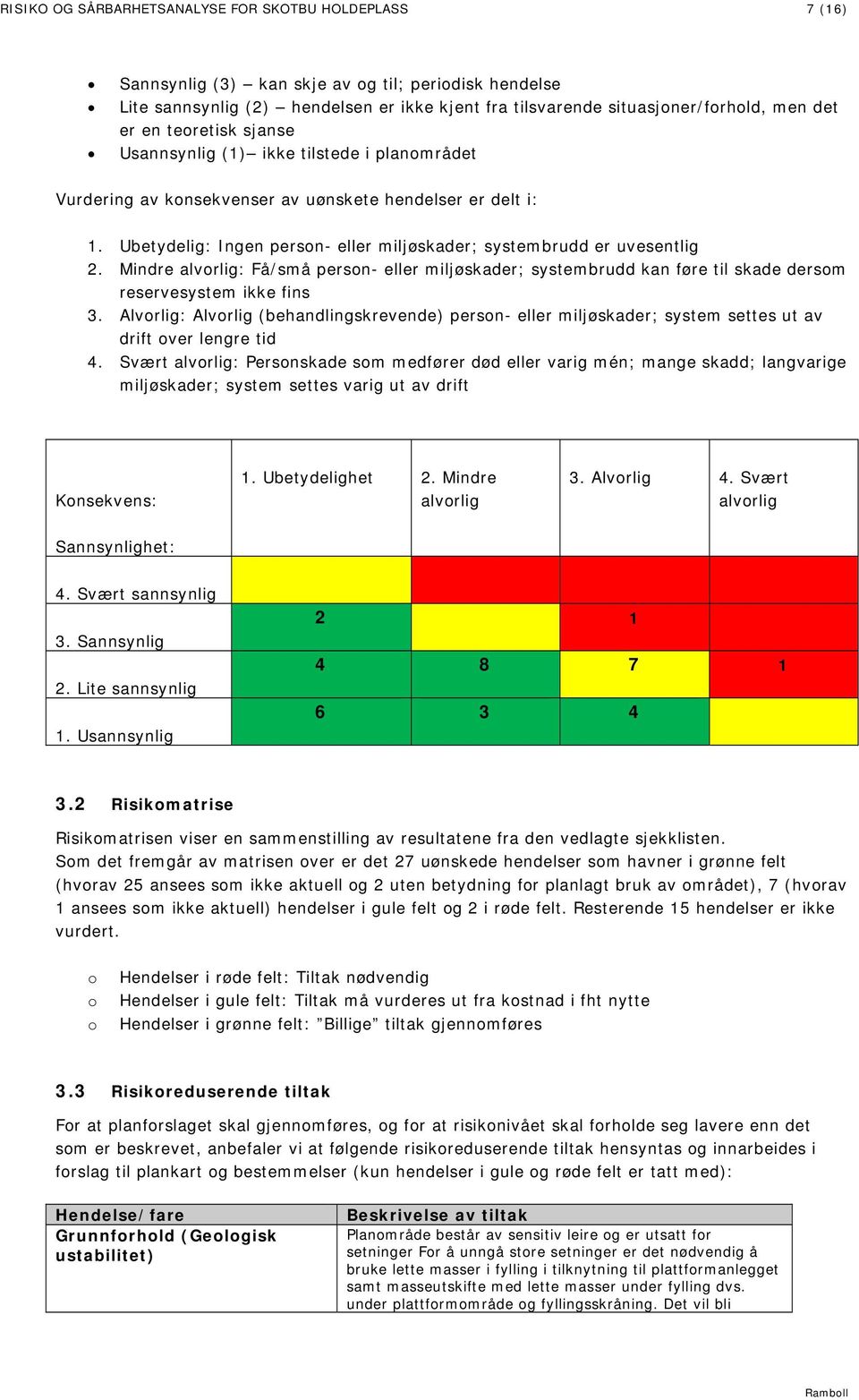 Mindre : Få/små person- eller miljøskader; systembrudd kan føre til skade dersom reservesystem ikke fins 3.