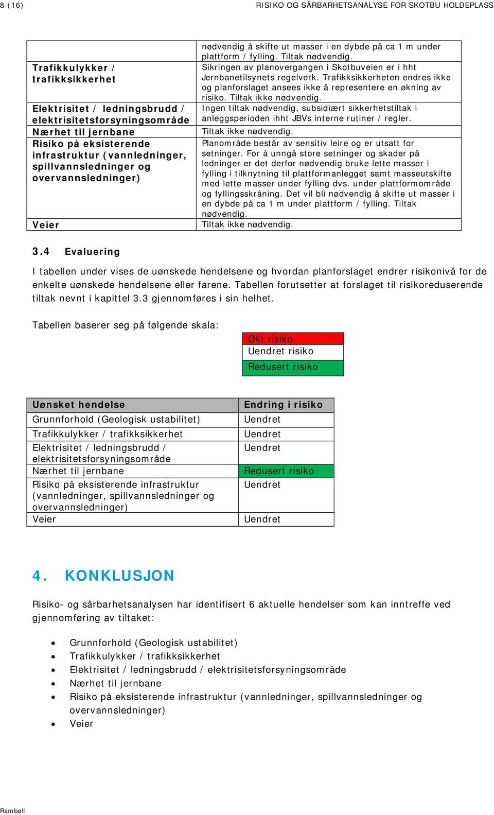 Sikringen av planovergangen i Skotbuveien er i hht Jernbanetilsynets regelverk. Trafikksikkerheten endres ikke og planforslaget ansees ikke å representere en økning av risiko. Tiltak ikke nødvendig.