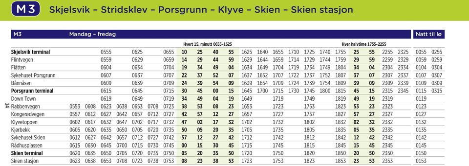 1659 1714 1729 1744 1759 29 59 2259 2329 0059 0259 Flåtten 0604 0634 0704 19 34 49 04 1634 1649 1704 1719 1734 1749 1804 34 04 2304 2334 0104 0304 Sykehuset Porsgrunn 0607 0637 0707 22 37 52 07 1637