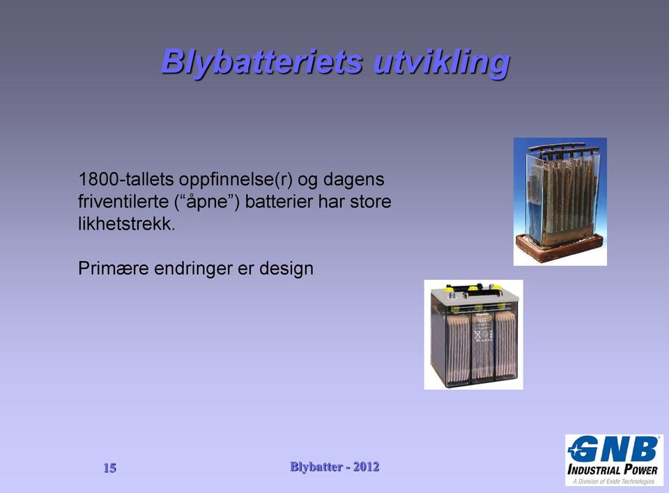 friventilerte ( åpne ) batterier har