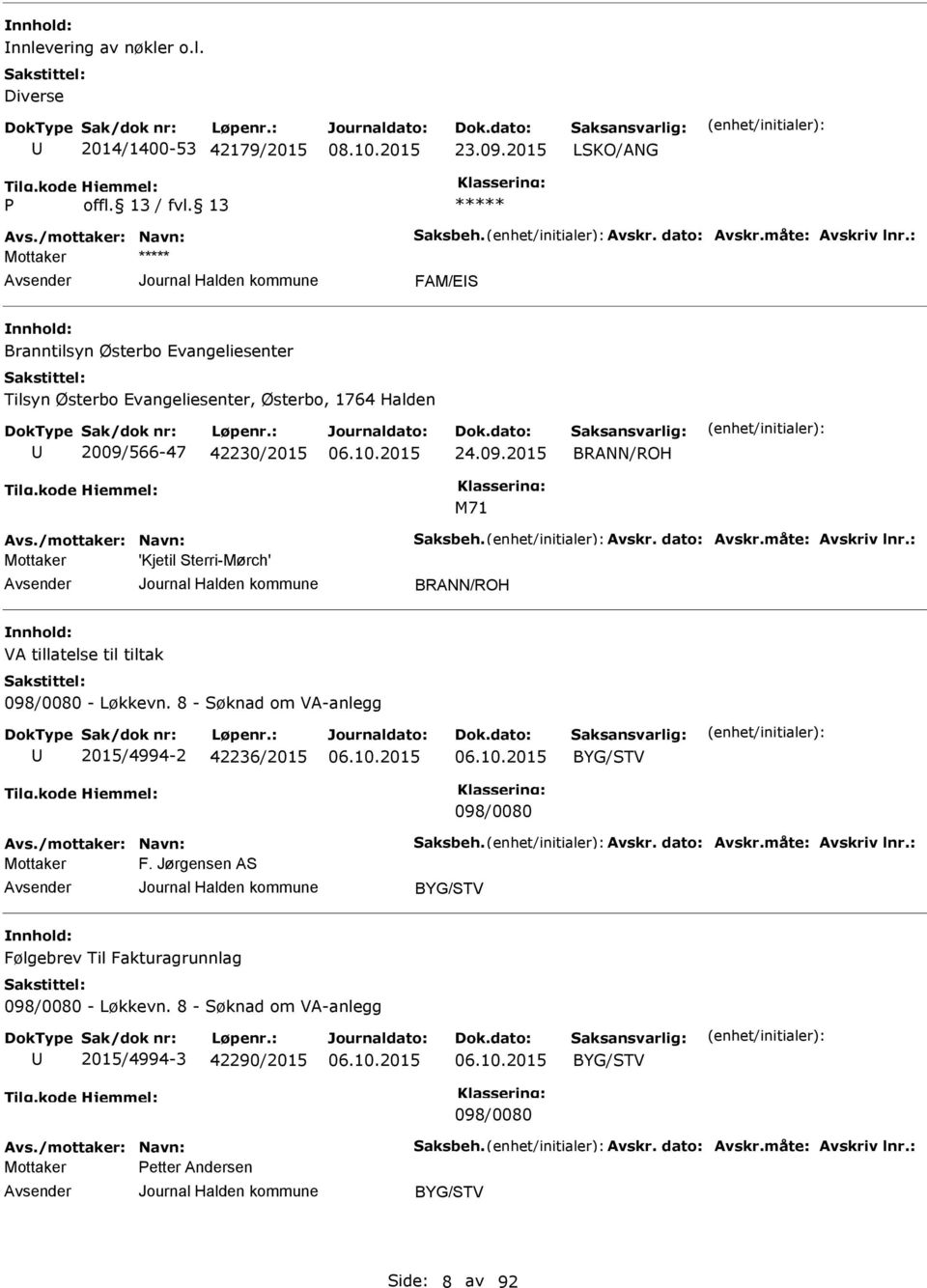 24.09.2015 BRNN/ROH M71 'Kjetil Sterri-Mørch' BRNN/ROH V tillatelse til tiltak 098/0080 - Løkkevn.