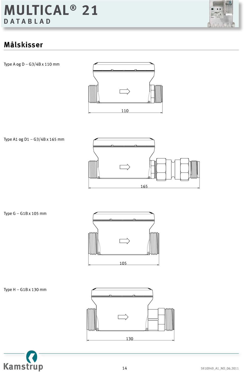 165 mm Type G G1B x 105 mm Type H G1B x