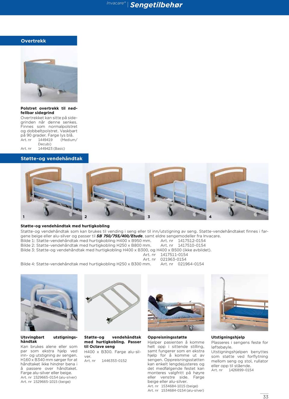 nr 1449423 (Basic) Støtte-og vendehåndtak 1 2 3 4 Støtte-og vendehåndtak med hurtigkobling Støtte-og vendehåndtak som kan brukes til vending i seng eller til inn/utstigning av seng.