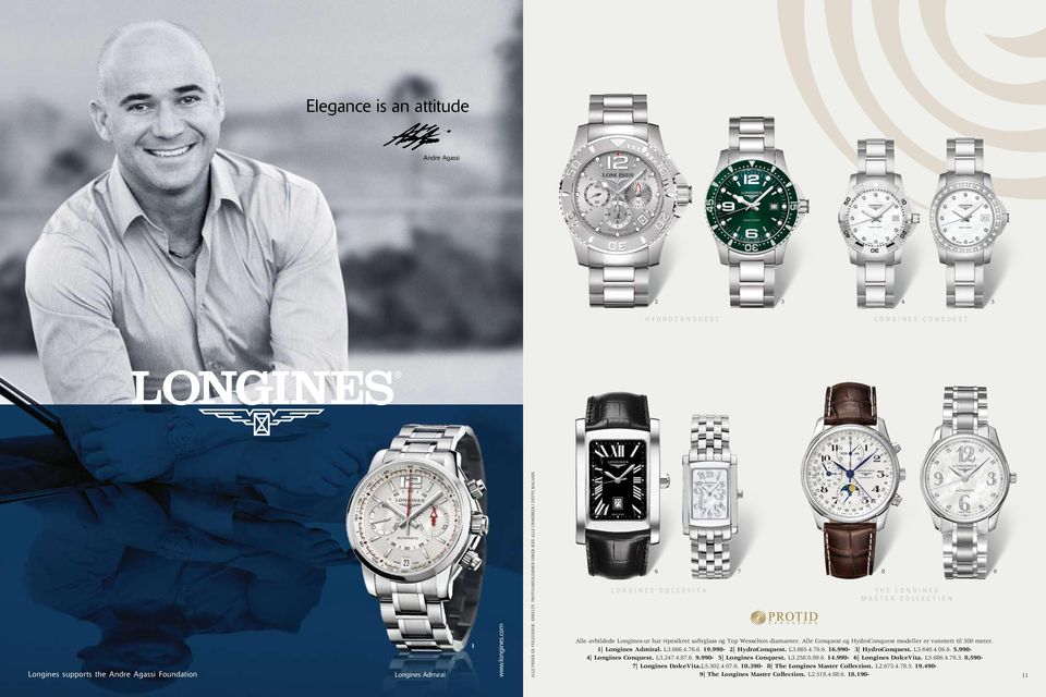 Alle Conquest og HydroConquest modeller er vanntett til 300 meter. Longines Admiral. L3....0-2 HydroConquest. L3....0-3 HydroConquest. L3.0..0...0- Longines Conquest. L3.2....0- Longines Conquest. L3.2.0....0- Longines DolceVita.