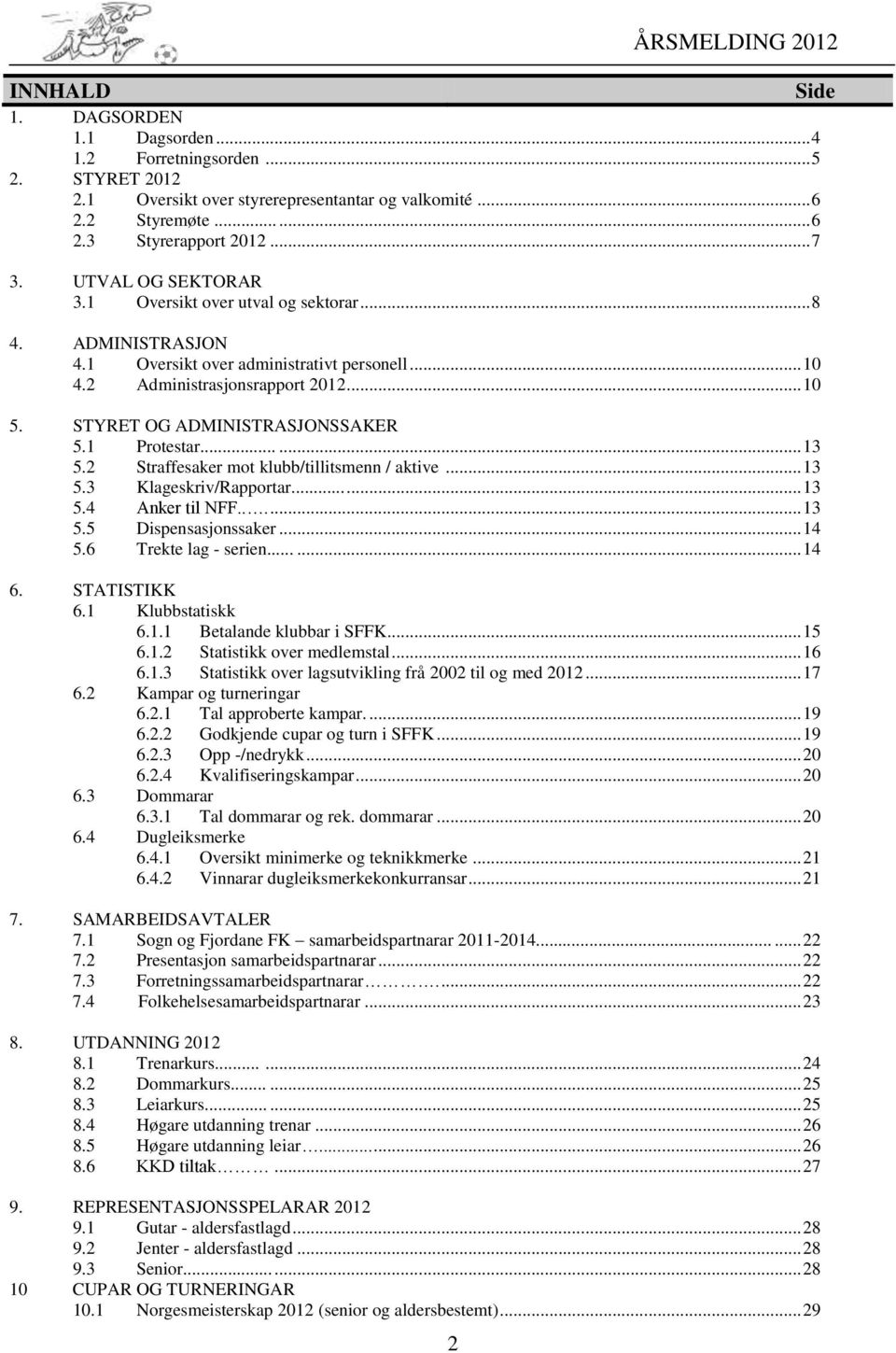 STYRET OG ADMINISTRASJONSSAKER 5.1 Protestar...... 13 5.2 Straffesaker mot klubb/tillitsmenn / aktive... 13 5.3 Klageskriv/Rapportar...... 13 5.4 Anker til NFF...... 13 5.5 Dispensasjonssaker... 14 5.