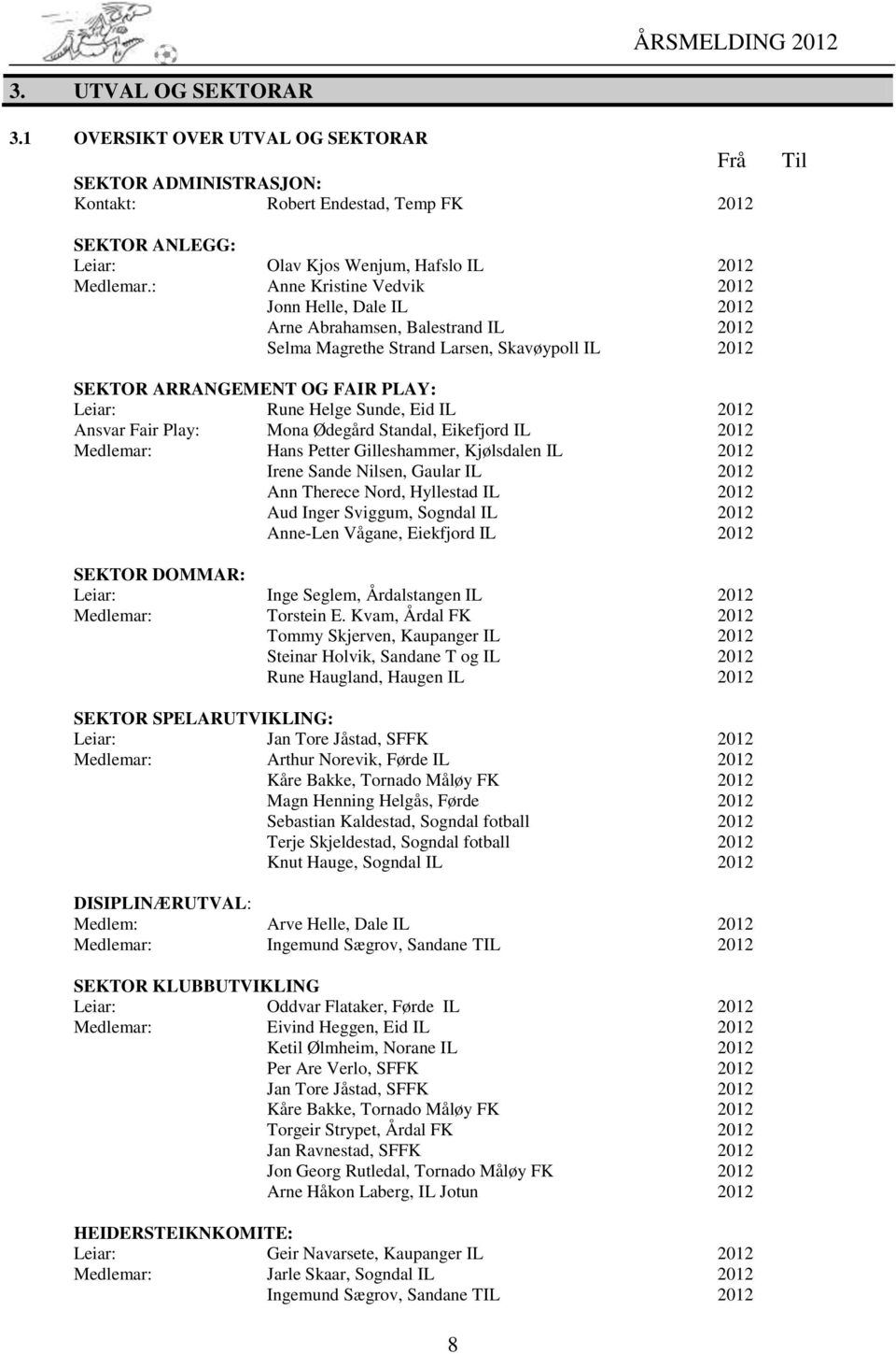 IL 2012 Ansvar Fair Play: Mona Ødegård Standal, Eikefjord IL 2012 Medlemar: Hans Petter Gilleshammer, Kjølsdalen IL 2012 Irene Sande Nilsen, Gaular IL 2012 Ann Therece Nord, Hyllestad IL 2012 Aud